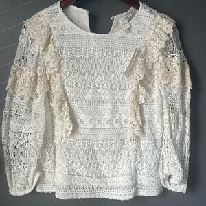 Anthropologie Seen Worn Kept Ivory Lace Boho Blouse NWT Size Small $148